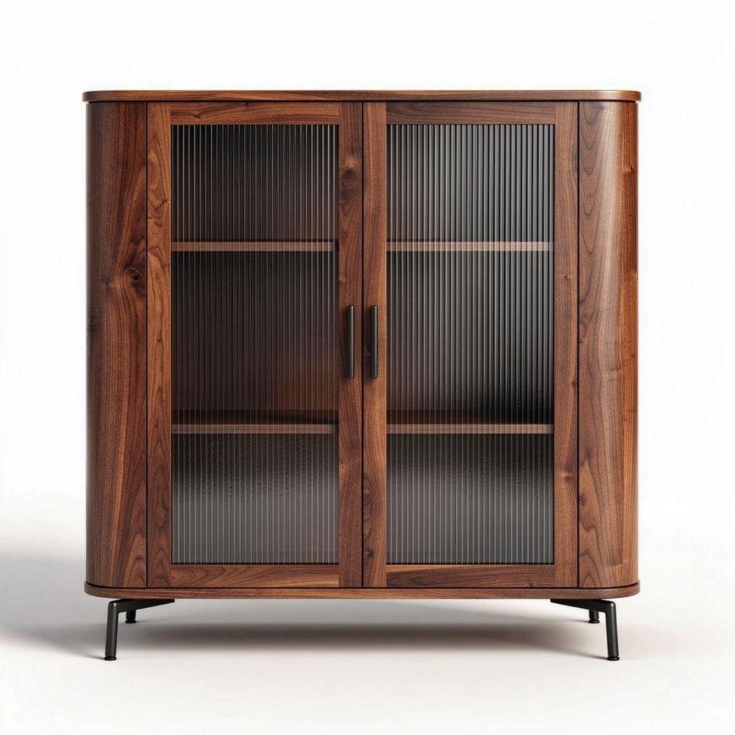 Buffet en bois avec portes en verre strié dimensions 80 x 40 x 100cm