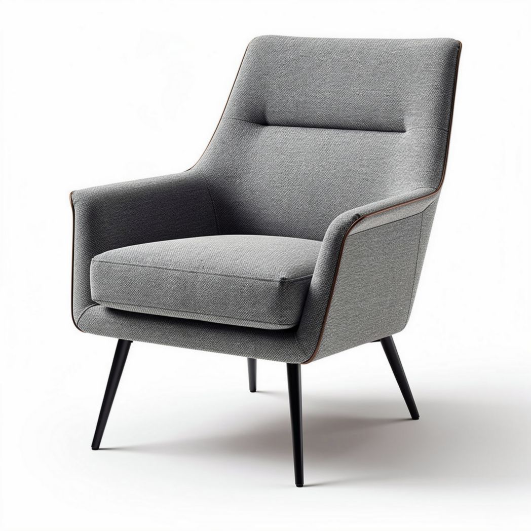 Fauteuil en tissu gris avec structure en métal dimensions 80 x 70 x 90cm