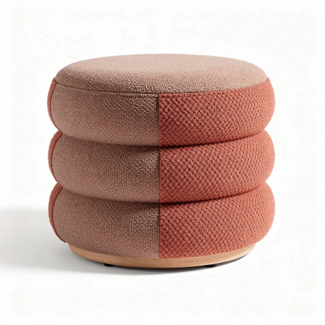 Pouf décoratif en tissu avec design en relief dimensions 40 x 40 x 30cm