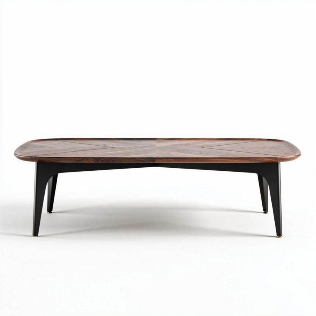 Table basse en bois de noyer avec pieds noirs 120 x 80 x 40cm