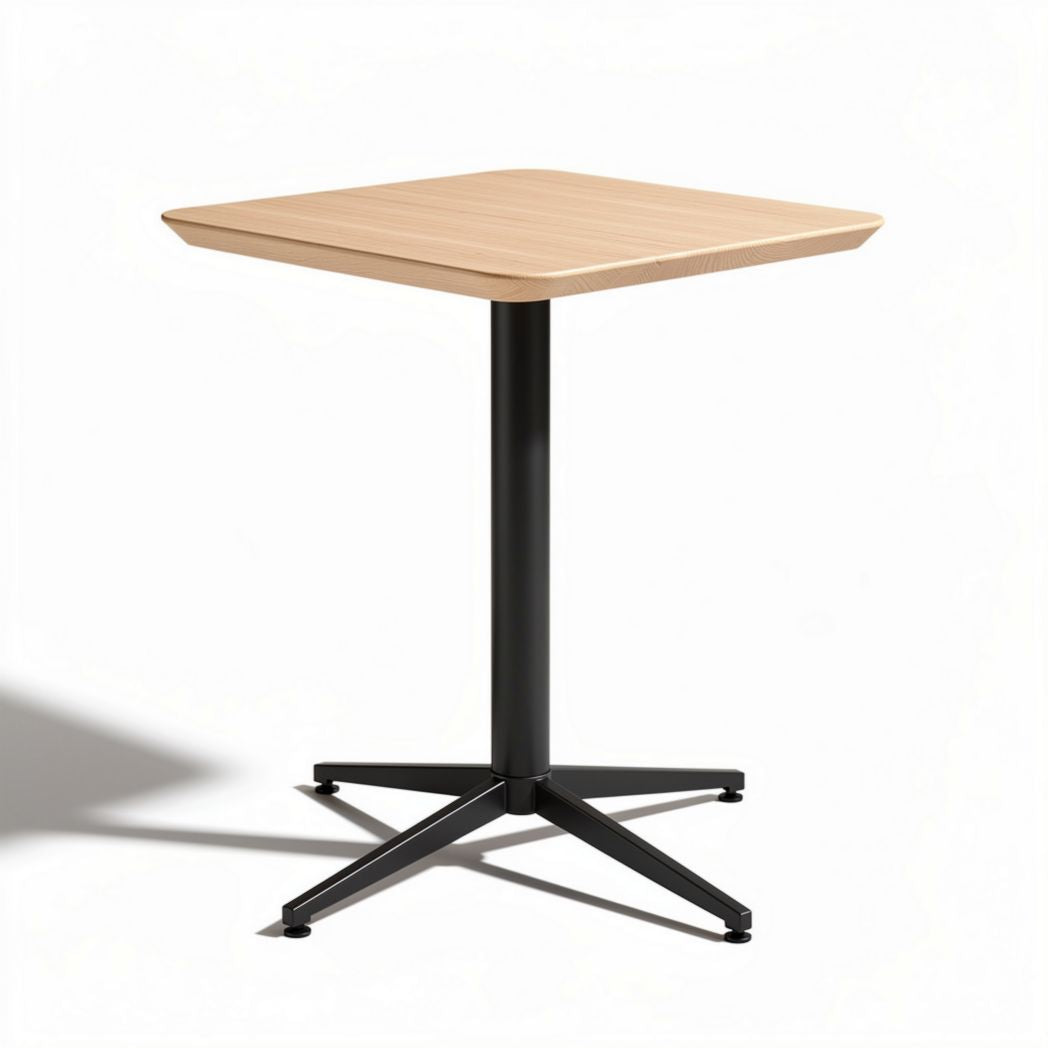 Table carrée en bois de 80 x 80 x 75cm avec pied en métal noir