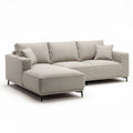 Canapé d'angle en tissu beige avec coussins dimensions 240 x 100 x 90cm