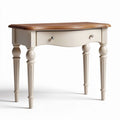 Table console en bois de pin couleur crème et plateau en chêne 105 x 50 x 75cm