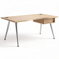 Bureau en bois clair avec tiroir et pieds en métal 150 x 70 x 75cm