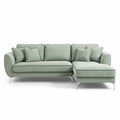 Canapé d'angle en tissu vert clair avec coussins inclus 240 x 160 x 85cm